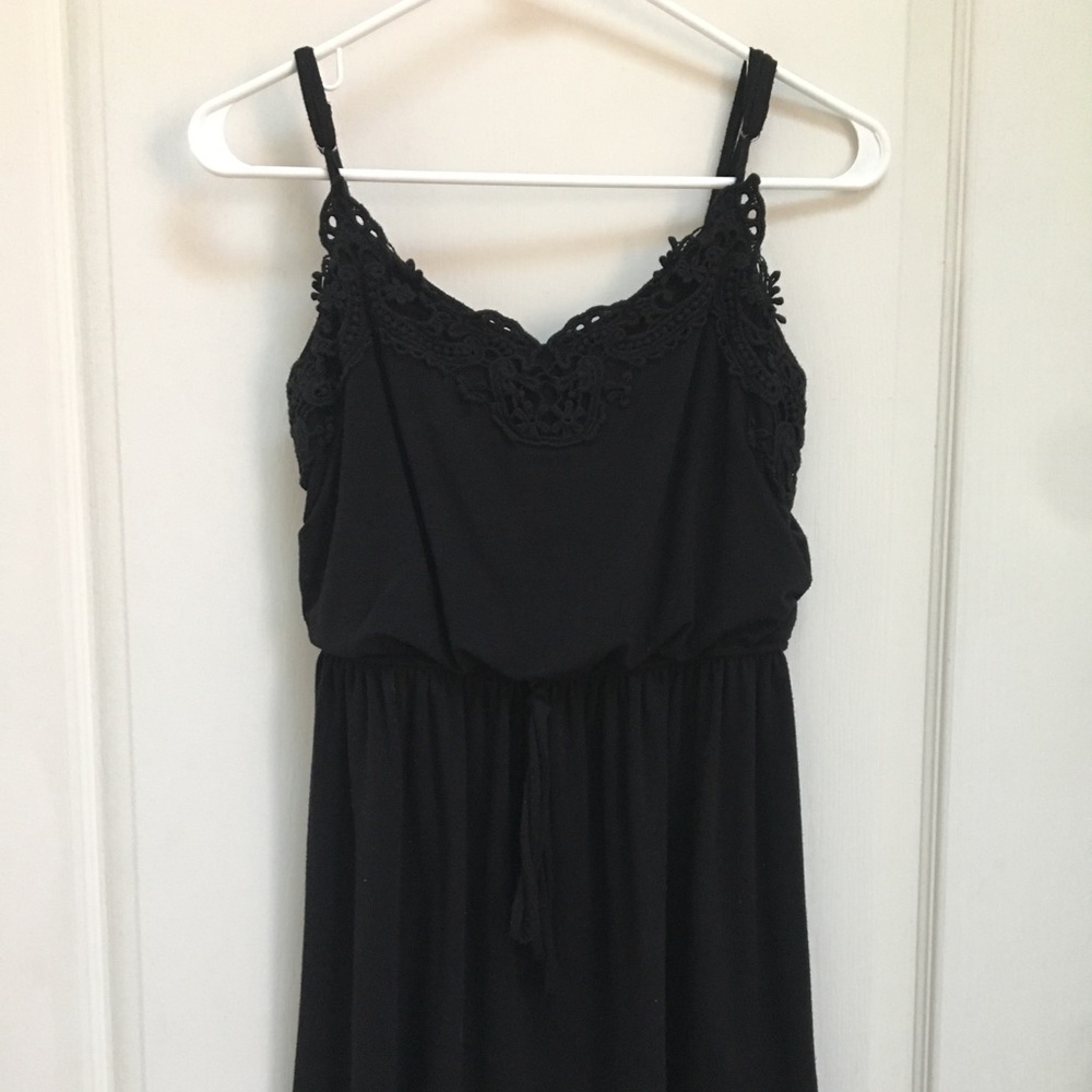 Black Dress with Floral Detail